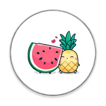 Wassermelone und Ananas beste Freunde - Runder Kühlschrankmagnet - Weiß - Vorne