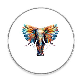 Elephant with Feathers no2 - Round  fridge magnet - white - Front