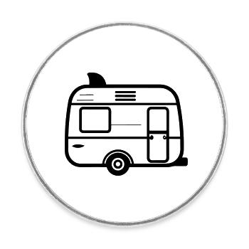 Kleiner Wohnwagen - Runder Kühlschrankmagnet - Weiß - Vorne