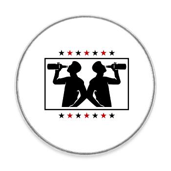 Drinker Beer Silhouette - Round  fridge magnet - white - Front