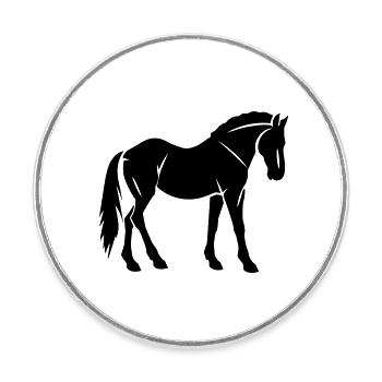 Cheval - Magnet rond - blanc - Devant