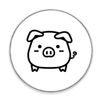 pig - Round  fridge magnet - white - Front