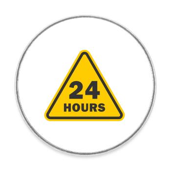 24 hours service 24/7 - Round  fridge magnet - white - Front