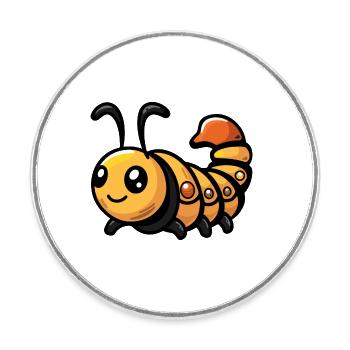 Bande dessinée de ver - Magnet rond - blanc - Devant