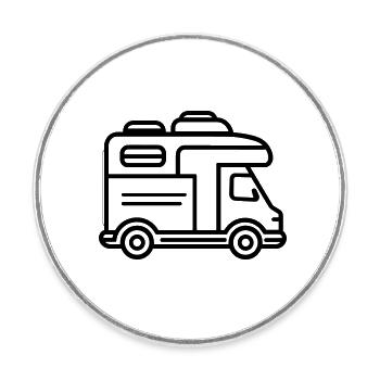 camping car - Magnet rond - blanc - Devant