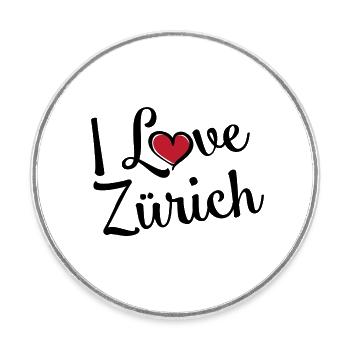 I Love Zurich - Round  fridge magnet - white - Front