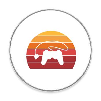 Gamer Controller Sunset Retro Vintage - Magnet rond - blanc - Devant