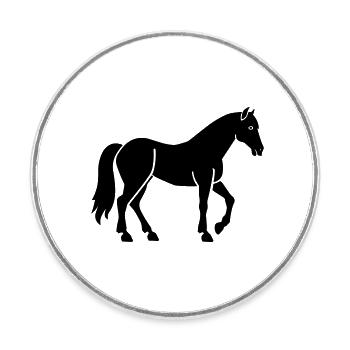 Cheval - Magnet rond - blanc - Devant