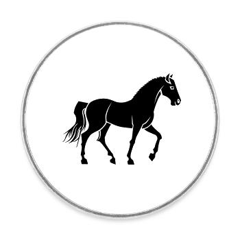 Cheval - Magnet rond - blanc - Devant