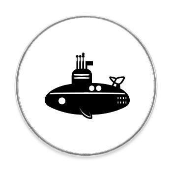 bateau Sous-marin - Magnet rond - blanc - Devant