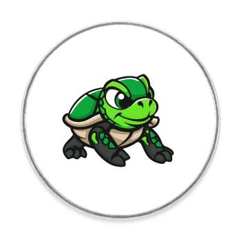 Bande dessinée Tortue - Magnet rond - blanc - Devant