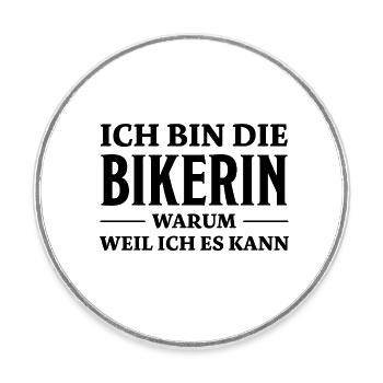 Bikerin Spruch Biker Lustiges Bikerin Geschenk - Runder Kühlschrankmagnet - Weiß - Vorne