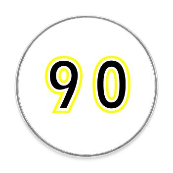 90 Zahl College - Runder Kühlschrankmagnet - Weiß - Vorne