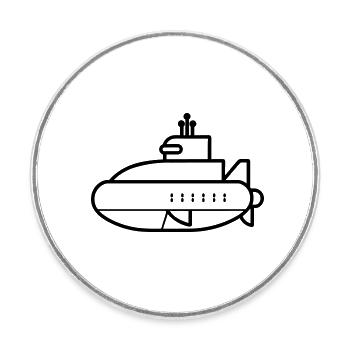 bateau Sous-marin - Magnet rond - blanc - Devant