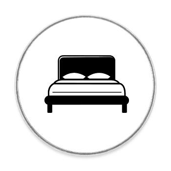 Bett - Runder Kühlschrankmagnet - Weiß - Vorne