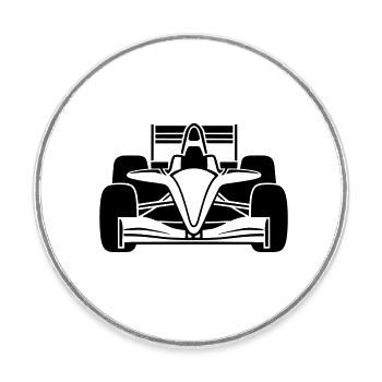 Race car - Round  fridge magnet - white - Front