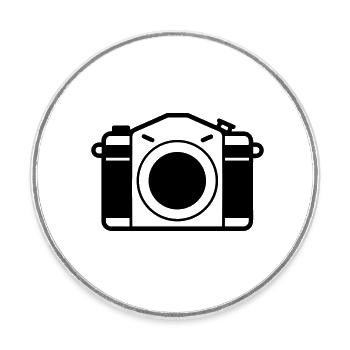 Appareil photo - Magnet rond - blanc - Devant