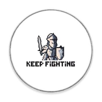 Pixel Art Knight - Kämpfe weiter - Runder Kühlschrankmagnet - Weiß - Vorne