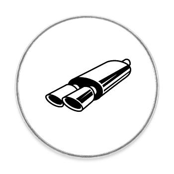 Auspuff Tuning - Runder Kühlschrankmagnet - Weiß - Vorne