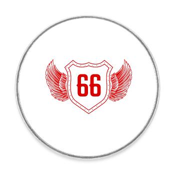 66 Zahl Wappen - Runder Kühlschrankmagnet - Weiß - Vorne