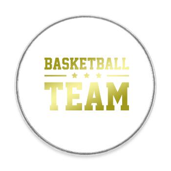 Équipe de basket-ball - Magnet rond - blanc - Devant