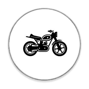 Moto - Magnet rond - blanc - Devant