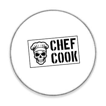 Koch Totenkopf Chef - Runder Kühlschrankmagnet - Weiß - Vorne
