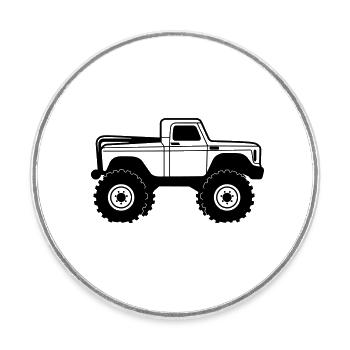 Monster Truck - Magnet rond - blanc - Devant