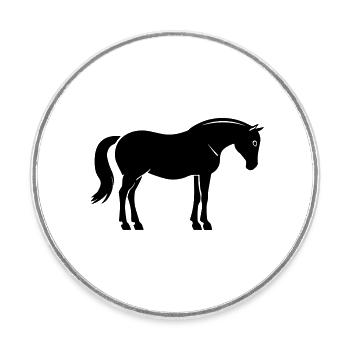 Cheval - Magnet rond - blanc - Devant