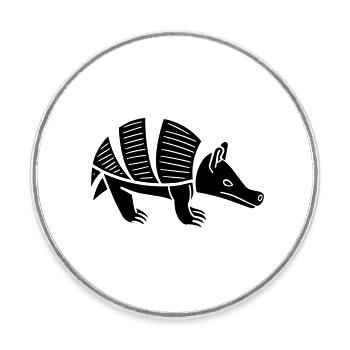 Armadillo - Round  fridge magnet - white - Front