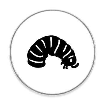 chenille - Magnet rond - blanc - Devant