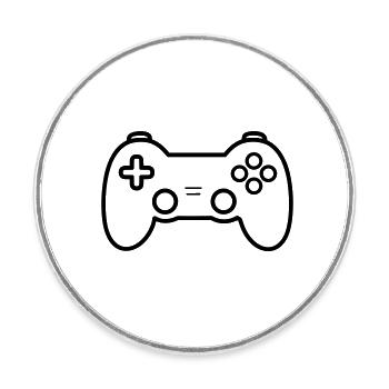 Jeux vidéo manette - Magnet rond - blanc - Devant