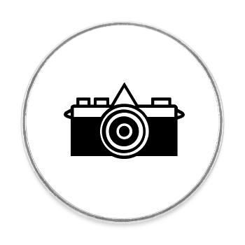 Appareil photo - Magnet rond - blanc - Devant