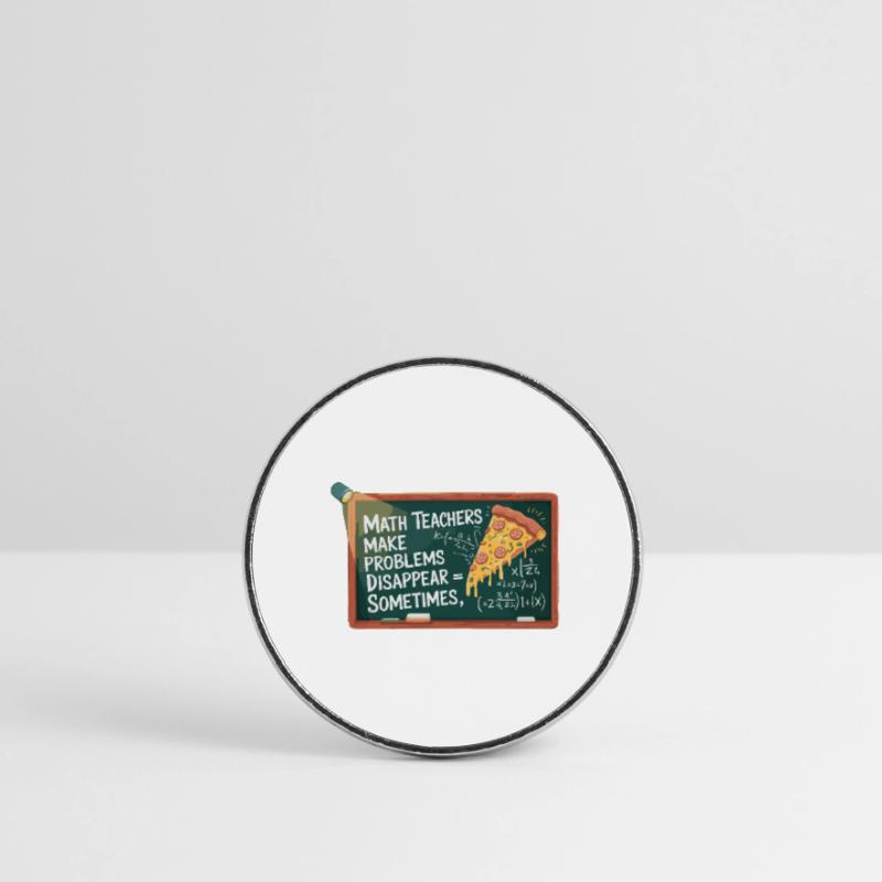 Funny Math Teacher Design Pizza & Problem Solving Round  fridge magnet