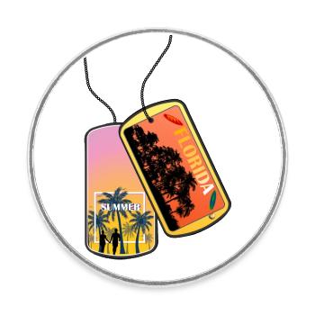 Erkennungsmarke FLORIDA Strand Miami Party - Runder Kühlschrankmagnet - Weiß - Vorne