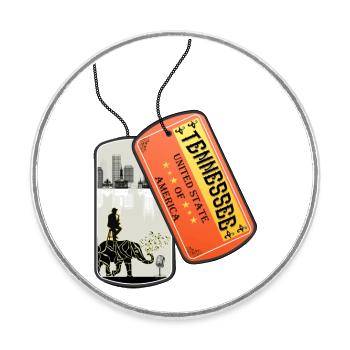 Tennessee JAZZ dog tag - Round  fridge magnet - white - Front