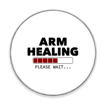 Arm Healing Please Wait - Runder Kühlschrankmagnet - Weiß - Vorne