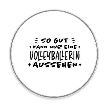 Volleyballerin Spruch Fun Beachvolleyball Geschenk - Runder Kühlschrankmagnet - Weiß - Vorne