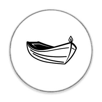 Boat - Round  fridge magnet - white - Front