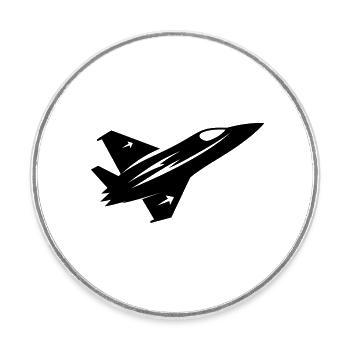 Kampfjet - Runder Kühlschrankmagnet - Weiß - Vorne