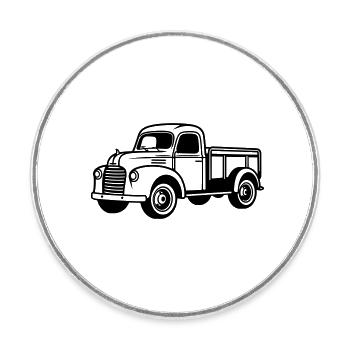 alter LKW - Runder Kühlschrankmagnet - Weiß - Vorne