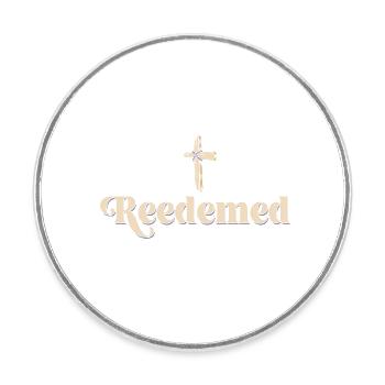 Redeemed Religious Christian Jesus Holy Cross - Round  fridge magnet - white - Front