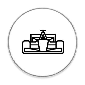 voiture de course - Magnet rond - blanc - Devant