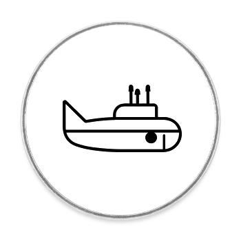 bateau Sous-marin - Magnet rond - blanc - Devant