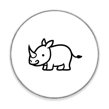 Nashorn - Runder Kühlschrankmagnet - Weiß - Vorne