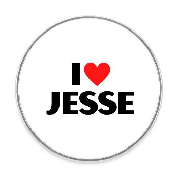 I love Jesse Rotes Herz Liebe Fan Geschenk - Runder Kühlschrankmagnet - Weiß - Vorne