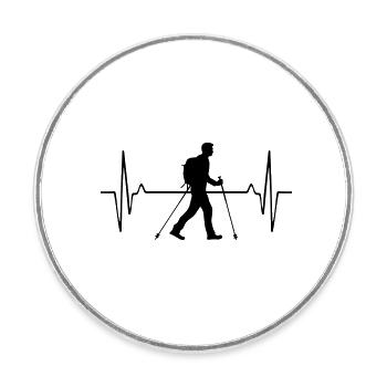 Nordic Walking Man Pulse Frequency - Round  fridge magnet - white - Front