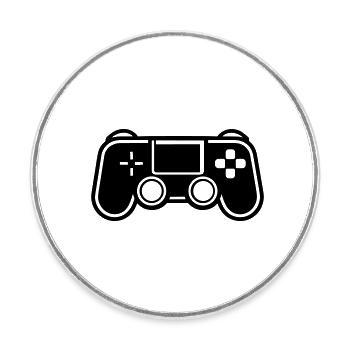 Jeux vidéo manette - Magnet rond - blanc - Devant