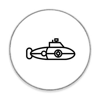 bateau Sous-marin - Magnet rond - blanc - Devant