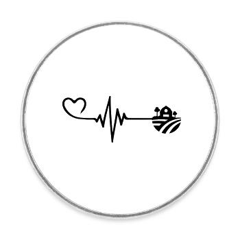 Farm Pulse Heart Love - Magnet rond - blanc - Devant